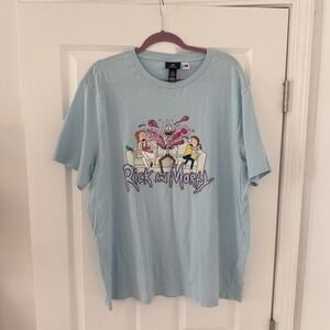 H&M Rick and Morty Cartoon Network Graphic T‎ Shirt Light Blue Men's XXL Tee